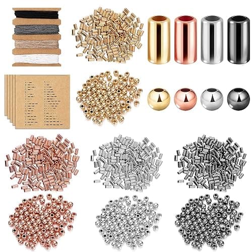Hicarer DIY Morse Code Bracelet Making Kit, 800 Round and 800 Long Tube Spacer Beads Handmade Adjustable Bracelets Necklaces 20 Morse Code Decoding Card and 20 Yard Twine Cord - Image 1