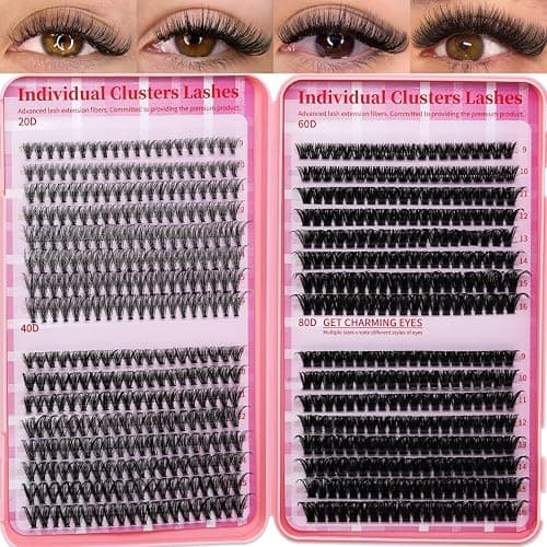 Lash Clusters 4 Style DIY Lashes Clusters Eyelash Clusters False Eyelashes Cluster Eyelash Extensions Wispy Lash Clusters Pestañas Postizas Naturales Soft Cluster Lashes(640pcs 20D+40D+60D+80D,9-16mm) - Image 1