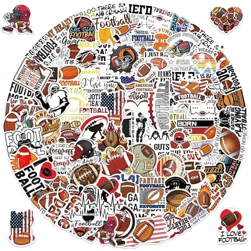 100pcs Football Stickers for Water Bottle, American Football Rugby Vinyl Waterproof Decal for Boy Teen Adult Laptop Phone Skateboard Guitar Luggage Notebook Helmet - Image 1