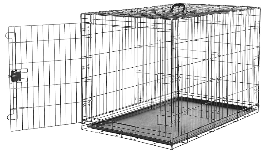 Amazon Basics Durable, Foldable Metal Wire Dog Crate with Tray, Single Door, 48 x 30 x 32.5 in, Black - Image 1
