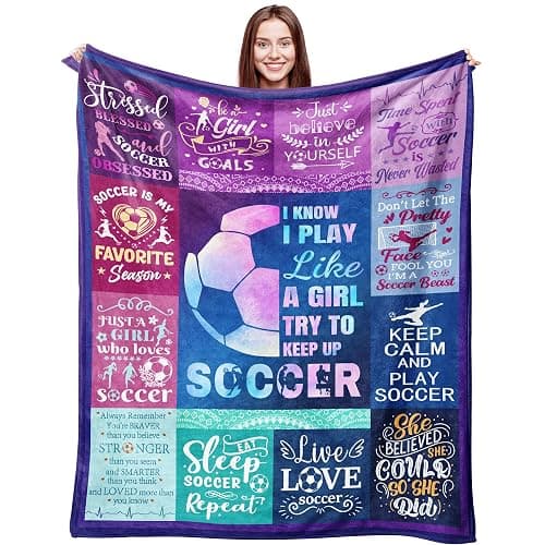 Soccer Blanket Gifts for Girls Ultra Soft Flannel Soccer Throw Blanket for Soccers Lover Player Team Soccers Gifts Stuff 50"x40" - Image 1