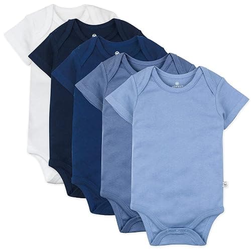 HonestBaby 5-pack Short Sleeve Bodysuits One-piece 100% Organic Cotton for Infant Baby Boys - Image 1
