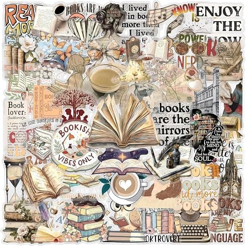 Adesivi da lettura vintage, 100 pezzi, impermeabili, per scrapbooking, lettura, adesivi per laptop, diari, skateboard, bicicletta, album fotografici, moto - Image 1