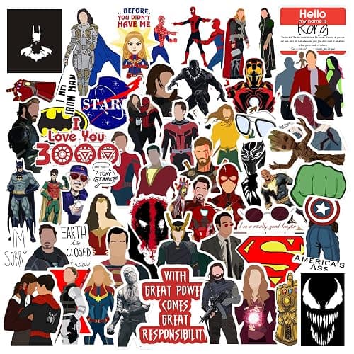 105PCS Cute Superhero Stickers Pack – Waterproof Vinyl Decals for Kids, Teens and Adults, Comic Legends Cartoon Anime Stickers for Laptops, Skateboards, Luggage, Phones, Water Bottles, Party Supplies - Image 1