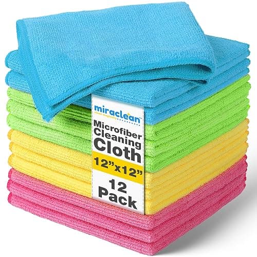 MIRACLEAN Micro Fiber Cloth for Cleaning 12 Pack - 12 x 12 inches - Rags for Cleaning House Streak-Free Wipes for Screens, Dusting & Appliances - Premium Microfiber Cleaning Cloth - Image 1