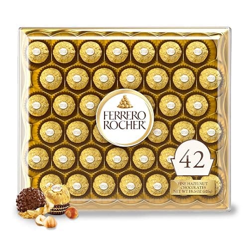 Ferrero Rocher Gourmet Hazelnut Milk Chocolate Valentine's Day Gift Box, 42 Individually Wrapped Chocolates for Gifting, 18.5 oz - Image 1