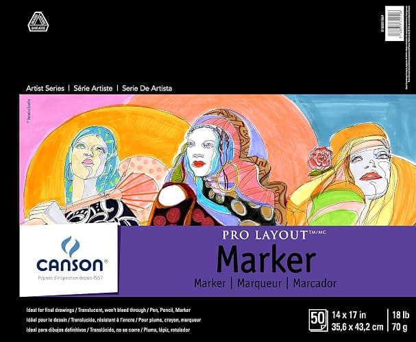 Canson Artist Series Pro Layout Marker Pad, 14” x 17”, Fold-Over Cover, 50 Sheets (100511049), 14" x 17" , white - Image 1