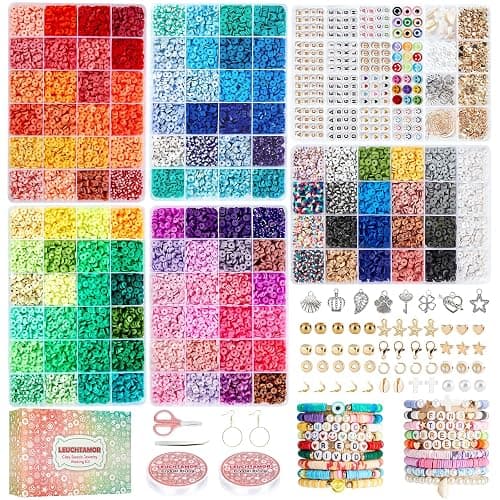 LEUCHTAMOR 20000pcs Clay Beads Bracelet Making Kit,Polymer Beads with Alphabet Letters for Making,DIY Arts Friendship Bracelet for Adults (120 Colors) - 120 Colors - Image 1