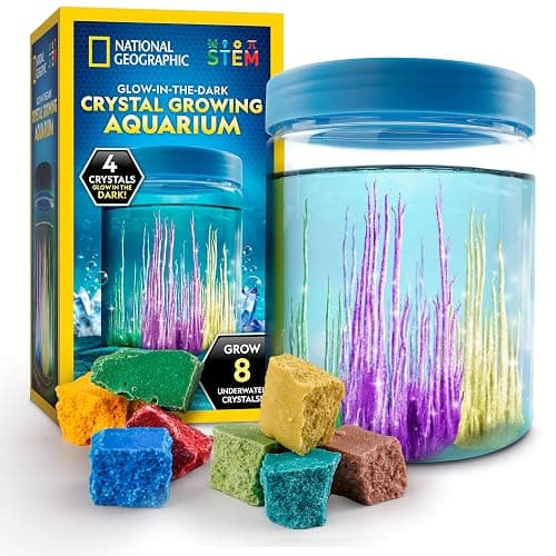 National Geographic Underwater Crystal Growing Aquarium Science Kit – Grow 8 Colorful Crystals Underwater | 360-Degree Secure Viewing Canister - Image 1