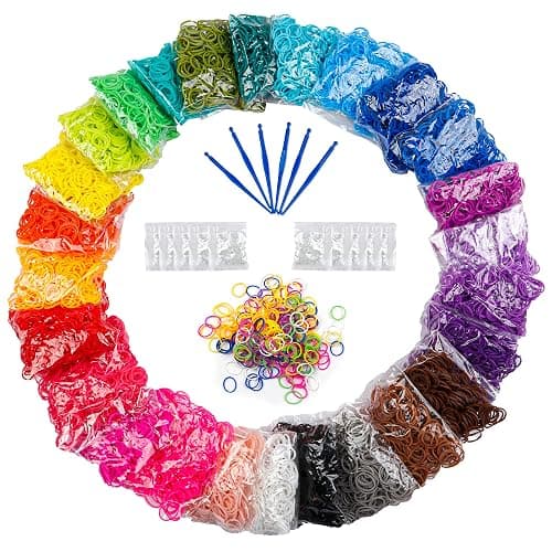 12730+ Loom Rubber Bands Refill Kit in 26 Color with 500 Clips,6 Hooks, Premium Bracelet Making Kit for Weaving DIY Crafting Gift - Image 1