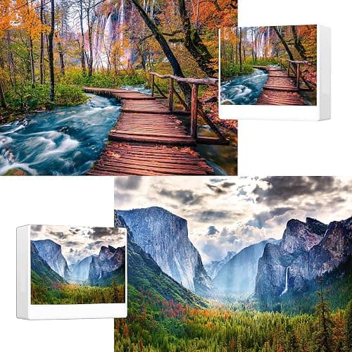 Jigsaw Puzzles for Adults, 2 Pack Puzzles for Adults 1000 Pieces, Yosemite National Park & Wooden Long Bridge in Plitvice National Park, Gifts for Women &Mom - Image 1