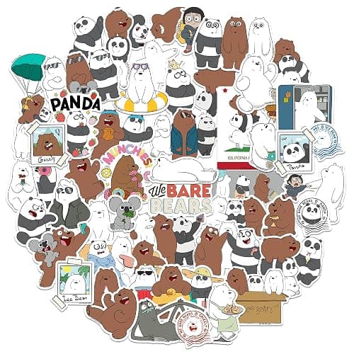 We Bare Bears 50ct Vinyl Large Deluxe Stickers Variety Pack – Die Cut Cartoon Decals for Laptop, Water Bottle, Scrapbooking, Tablet, Indoor & Outdoor - Image 1