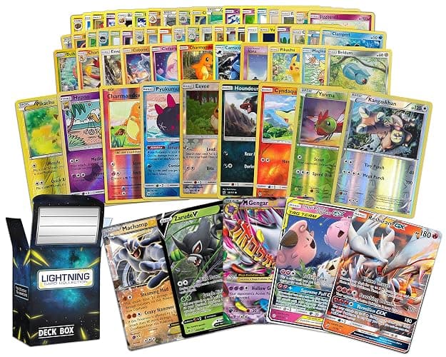 Pokémon 100 Pokemon Card Lot with Legendary Ultra Rare Cards- Bundle with a LCC Deck Box Included - Image 1