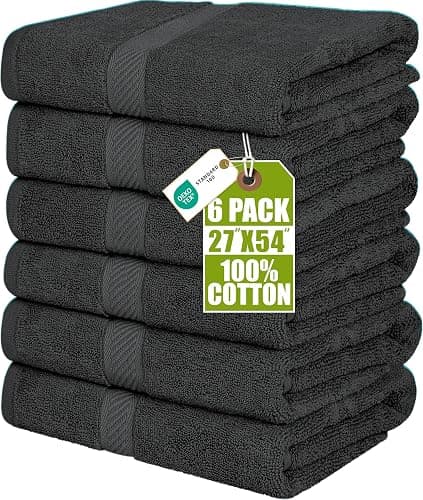 Utopia Towels 6 Pack Bath Towel Set (27 x 54 Inches), 500 GSM 100% Ring Spun Cotton Medium Lightweight and Highly Absorbent Quick Drying, Premium Towels for Hotel, Spa and Bathroom (Grey) - Image 1