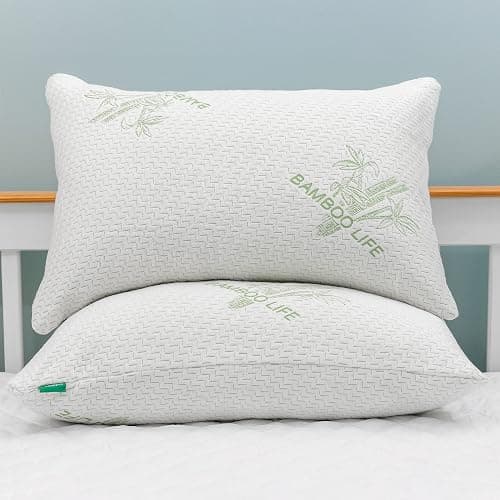 Elif King Size Pillows for Sleeping, Set of 2 – Cooling Shredded Memory Foam Pillow with Removable Cover for Back, Stomach & Side Sleepers, Rayon Derived from Bamboo, King (2 Pack) - Image 1
