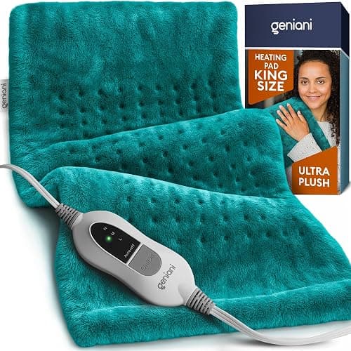 GENIANI Electric Heating Pad for Back Pain & Cramps Relief, Electric Throw, Self Care Gifts for Women, Heating Pad for Neck & Shoulder, Machine Washable Microplush, Auto Shut Off12×24", Viridian Green - Image 1