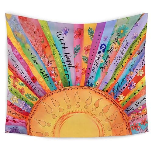 WARDOS Colorful Boho Sun Tapestry, Motivational Sunshine Tapestry Wall Hanging, Boho Abstract Sun Sunshine Wall Blanket Decor for Home Living Room Bedroom, 50x60 Inch - Image 1