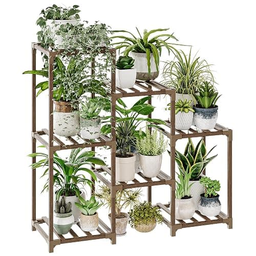 Bamworld Plant Stand Indoor Plant Shelf Outdoor Wood Plant Rack for Multiple Plants 3 Tiers Ladder Plant Holder for Living Room Patio Boho Home Decor for Gardening - Image 1