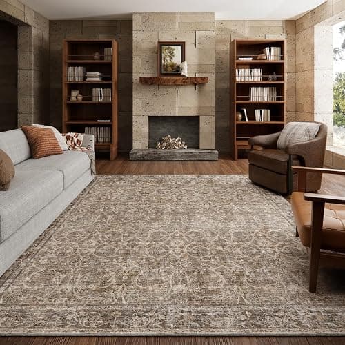 NoiFamo Washable Rugs for Living Room: 8x10 Area Rugs for Bedroom Ultra Soft Non-Slip Stain Resistant Vintage Boho Large Carpet for High-Traffic Dining Room - Farmhouse Decor - Image 1