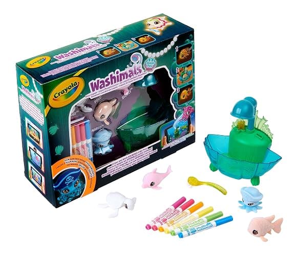 CRAYOLA Washimals Pets - Ocean Glow Lagoon Playset | Colour Your Own Washimal Pets Again and Again | Includes 6 Washable Markers | Ideal for Kids Aged 3+ - Image 1