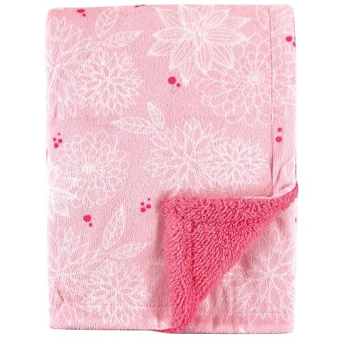 Hudson Baby Unisex Baby Plush Mink and Sherpa Blanket, Floral, One Size - Image 1