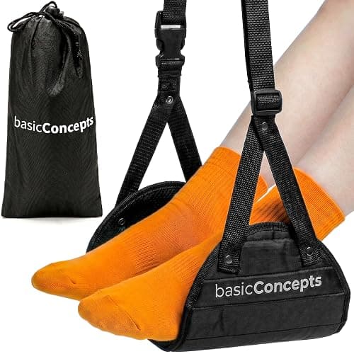 BASIC CONCEPTS Airplane Foot Hammock for Plane Travel Essentials - Airplane Travel Essentials, Long Flight Foot Rest - Plane Gadgets - Image 1