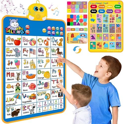 Electronic Alphabet Wall Chart, Kids Learning Toys for Toddlers 1-3 - Blue | Talking ABC, 123s, Music Poster, Interactive Educational Toddler Toy, Birthday Gifts for Age 1 2 3 4 5 Year Old Boys Girls - Image 1