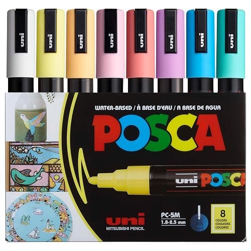 POSCA® PC-5M Paint Markers, 8 Count Soft Tone Medium Reversible Tip Set | Tip size 1.8–2.5 mm, Water-Based Opaque Paint Pens for Rock Painting, Wood, Glass, Crafts & Art Projects - Image 1
