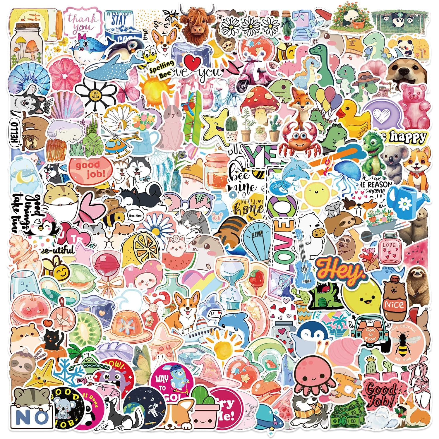 200PCS Water Bottle Stickers for Adults,Vinyl Creative Stickers for Laptop Car Luggage Notebook Scrapbooks,Humorous Personalized Stickers Set,Funny Decals Pack - Image 1