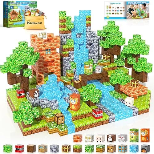 100PCS Magnetic Blocks - Build Mine Magnet World Forest Set, STEM Building Toys for Kids Ages 4-8, Classroom Must Haves Construction Toys, Sensory Toddler Toys Gift for 3+ Year Old Boys & Girls - Image 1