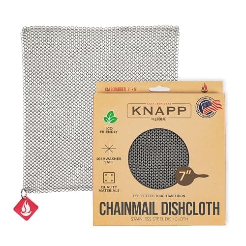 Knapp Made Chainmail Dishcloth 7”x5” - Replace Your Dirty Sponge - All Purpose Kitchenware, Pots & Pans Cleaner - Lasts a Lifetime - Image 1