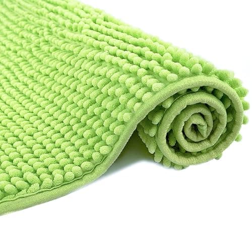 Eanpet Chenille Bath Mat Microfiber Floor Mat Baby Bath Mat for Kids Washable Bathroom Dry Fast Water Absorbent Shower Mat Area Rugs (15.3" x 23.2", Green) - Image 1