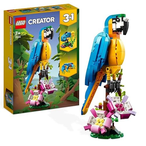 LEGO Creator 3 in 1 Exotic Parrot to Frog to Fish Animal Figures Building Toy, Creative Toys for Kids Aged 7 and up 31136 - Image 1