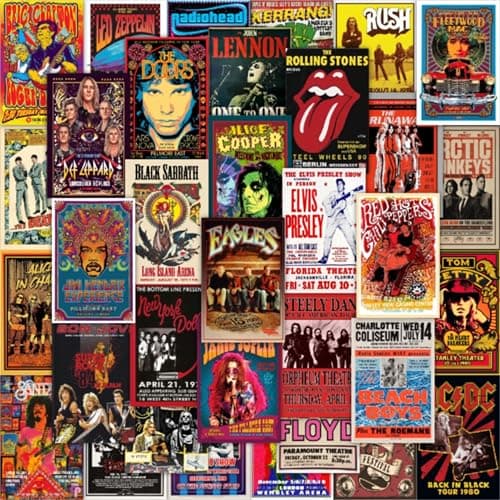 56PCS Vintage Rock Band Posters Set – Retro 70s 80s 90s Music Wall Art Prints, Classic Rock & Metal Concert Album Cover Collage for Bedroom, Living Room, Man Cave, Teen Room Decor (4x6 Inch) - Image 1