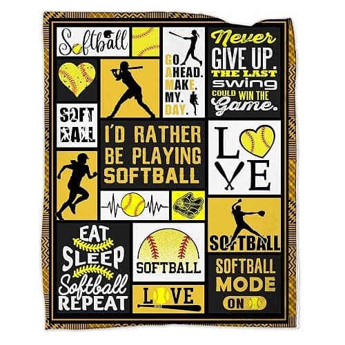 Softball Blanket 50''x60'' Softball Gift Blanket Super Soft Warm and Comfortable Throw Blanket for Fall Winter Spring All Season - Image 1