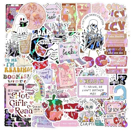 210 PCS Book Stickers, Funny Vinyl Waterproof Non-Repeating Read Book Waterproof Stickers for Gift Vinyl Decals Cute Gifts for Laptop Water Bottles Phone - Image 1