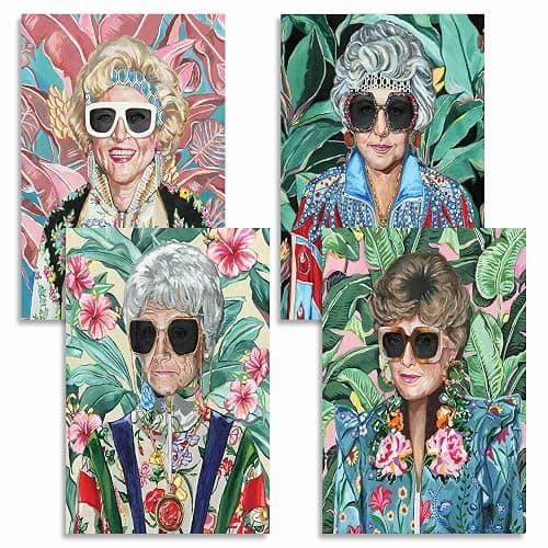 80s Artwork Fashion Golden Wall Art Girls Poster For Woman Room Decor Golden Girls Canvas Painting Prints (Set of 4PCS-L14"xW11"-CANVAS) Pictures For Home Girl Dorm Decor Gift - Image 1