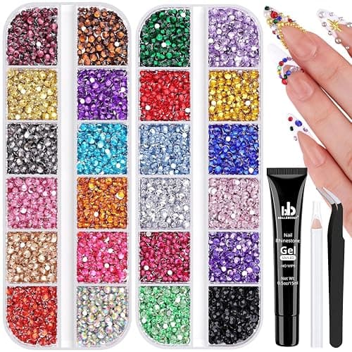 10000Pcs Small Resin Rhinestones for Nail Art with 15ML Nails Rhinestone Glue, Colorful 2/3MM Flatback Bedazzling Gems, Nail Rhinestones and Gems Crystals Charms for Acrylic Tips Manicure Decor - Image 1