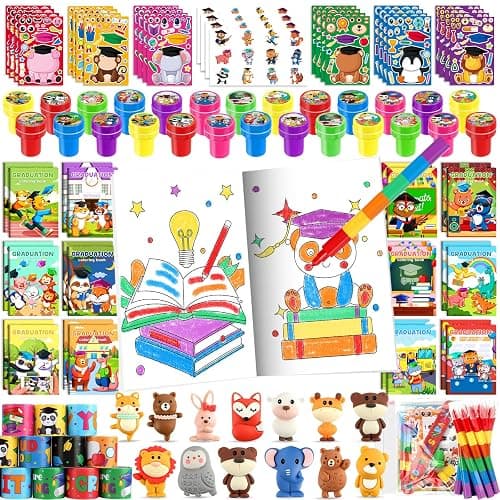 BenLouis 192 Pcs Graduation Party Favors for Kids Preschool Kindergarten Classroom Gifts Prize Coloring Books Set Bulk for Students Congrats Grad Goodie Bags Stuffers(Graduation Animals) - Image 1