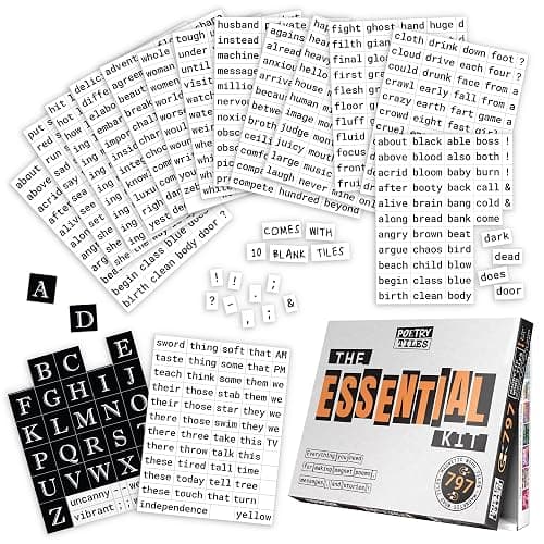 Poetry Tiles Essential Kit - 797 Word Magnets for Fridge Poetry and Silly Magnetic Messages - Get Creative, Express Yourself, and Make Others Laugh at Your Witty Words - Image 1