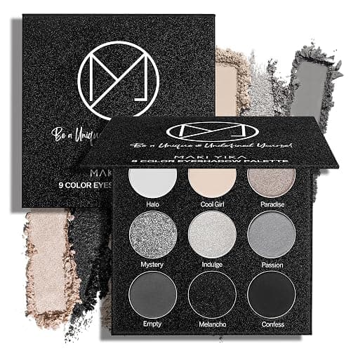 Black Grey Smokey Eyeshadow Palette Matte Black White Gray Silver Smoky Eye Shadow 9 Colors Eyeshadows Eye Makeup For Goth Look -9Black - Image 1