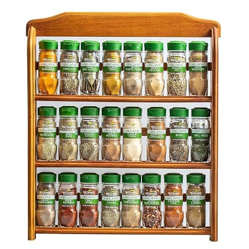 McCormick Gourmet Three Tier Wood 24 Piece Organic Spice Rack Organizer with Spices Included, 27.6 oz - Image 1