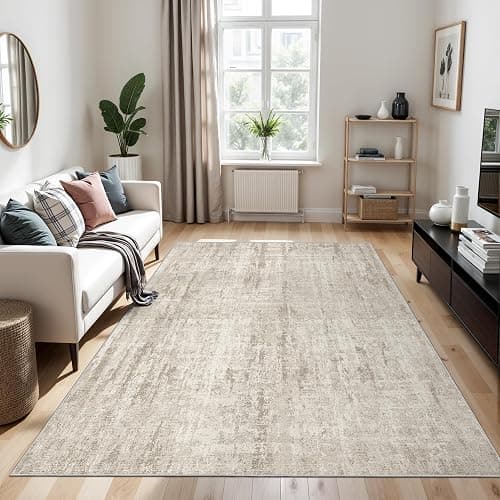 Valenrug Washable Rug - Stain Resistant Area Rugs for Living Room, Non Slip Backing Printed Rugs for Bedroom, Folable Machine Washable Area Rug(Beige,5'x7') - 02-beige - 5' x 7' (Rectangular) - Image 1