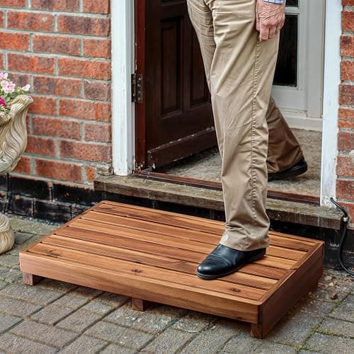 TINAMO 3.5" One Step Stool for Elderly, Acacia Wood High Riser Step Stool for Bed - 550 Lbs Wooden Mobility Stepping Stools for Adults, Kids/Bedside, Bathroom, Kitchen, Garden (Acacia, 3.5" Height) - Image 1