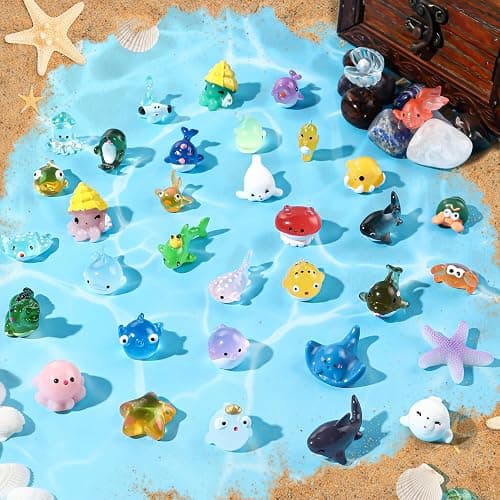 DIYDEC 36pcs Mini Ocean Resin Animals Tiny Sea Animals Figurines Marine Miniature Plastic Animals Aquarium Ornaments Decorations for DIY Fish Tank Potted Micro Fairy Garden Dollhouse - Image 1