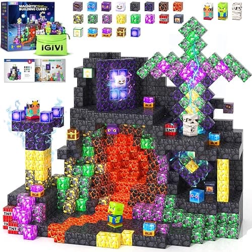 IGIVI Magnetic Blocks - Build Mine Magnet World, STEM Magnetic Building Blocks for Kids Ages 4-6 6-8 8-12, Building Toys Games for Boys Girls Ages 3+, Birthday Toys Gifts for Kids Toddlers - Image 1