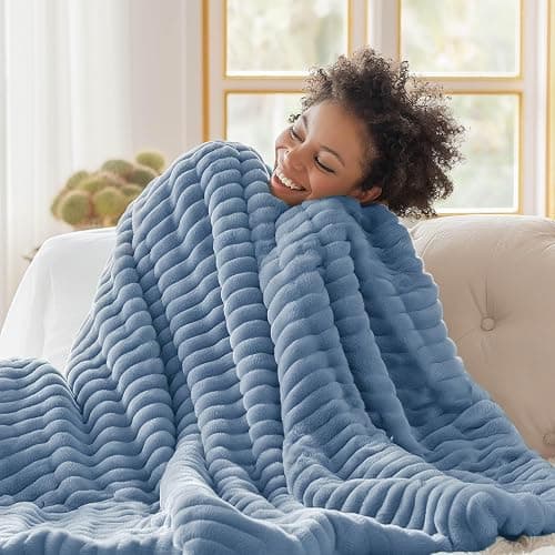 Bedsure GentleSoft Twin Blanket for Couch - Cozy Soft Blankets for Women, Cute Small Throws for Girls, Ashley Blue, 60x80 Inches - Image 1