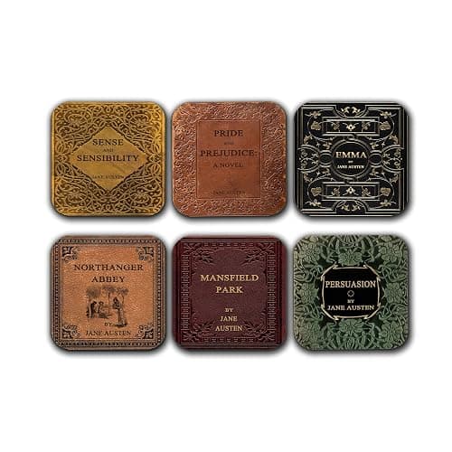 6 coasters with Complete Novels of Jane Austen Six Coffee Mug Coasters with Complete Novels of Jane Austen's book designs. (Book Title) - Image 1
