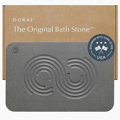 Dorai Home Bath Stone Mat 23.6"x15.4" – Quick-Dry, Non-Slip Diatomite Stone Bath Mat for Bathroom, Zen Slate - Zen Slate - Image 1