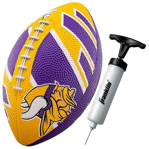 Franklin Sports NFL Team Footballs - Rubber Youth Mini Balls for All Teams - Kids 8.5" Football + Air Pump Sets - Official NFL Licensed - Image 1